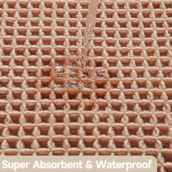 Waffle Runner Rug Bathroom, Long Boho Bathroom Rugs Non Slip Washable Super - Image 7