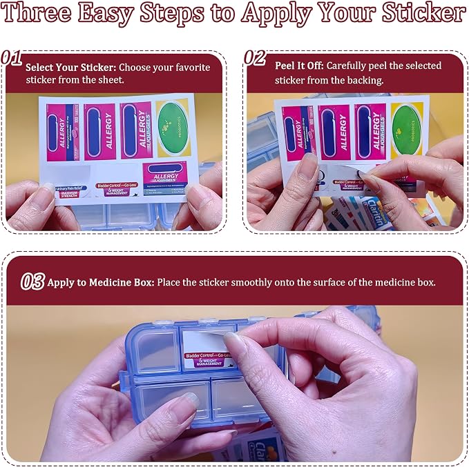 Pill Organizer with Medicine Labels Travel Daily Pill Container Mini Medication - Image 2