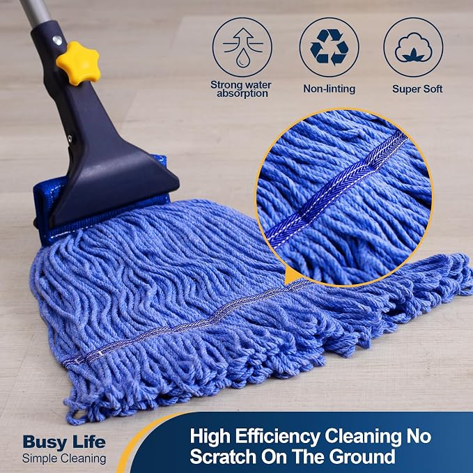 Yocada Looped-End String Wet Mop Heavy Duty Cotton Mop Commercial Industrial - Image 2