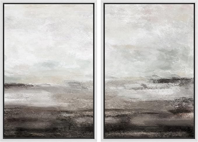 MUDECOR Framed Wall Art Print Set Brown and Gray Grunge Paint Stroke Landscape by MUDECOR