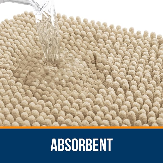 OLANLY Bathroom Rugs Sets 2 Piece, Soft Absorbent Chenille Bath Mats Area Rug - Image 3