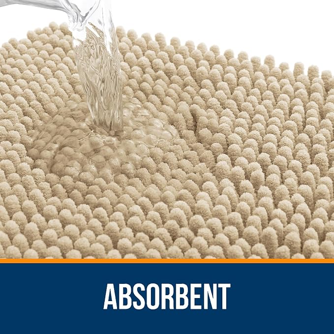 OLANLY Bathroom Rugs Sets 2 Piece, Soft Absorbent Chenille Bath Mats and - Image 3