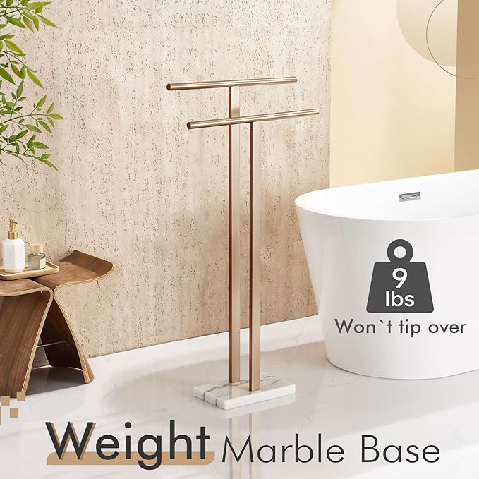 KOKOSIRI Standing Towel Rack for Bathroom Floor 2-Tier Towel Holder Free Stand - Image 5