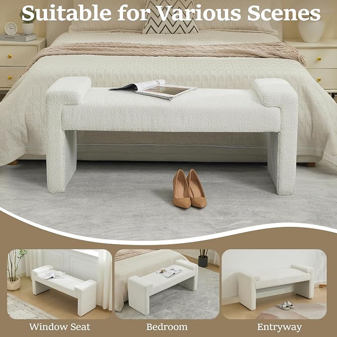 43" End of Bed Bench Upholstered Modern Bedroom Bench - Image 5