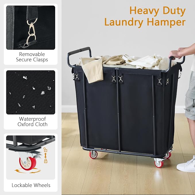 Large Laundry Hamper with Wheels, 360L Rolling Big Laundry Basket - Field & Grace