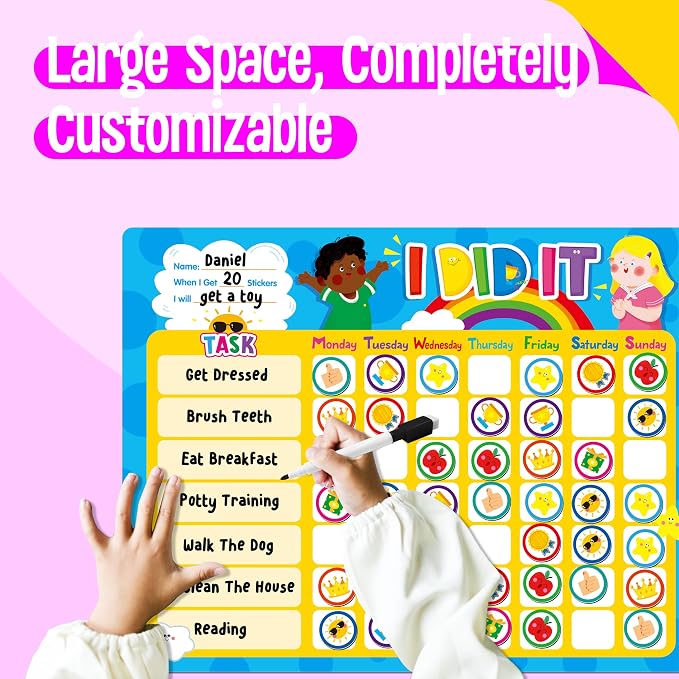 Magnetic Reward Chart, Dry Erase Task Board-One Chart & 72 Magnetic Reward - Image 4