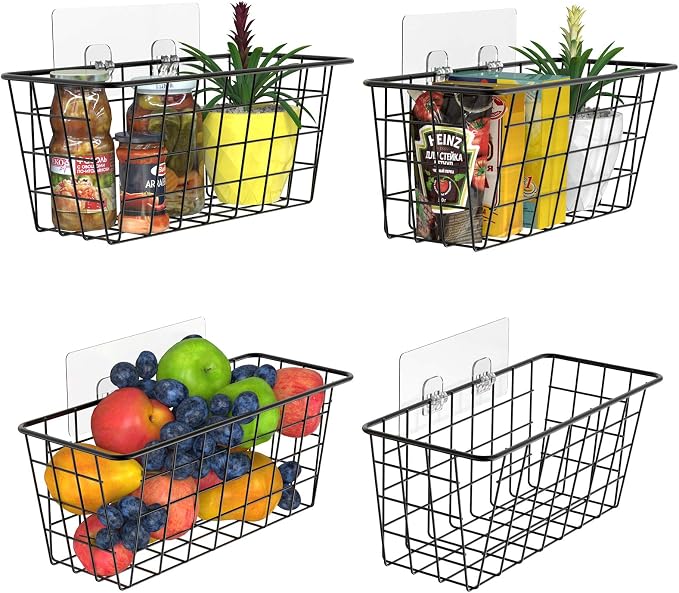 MaraFansie Over the Cabinet Door Organizer Wall Wire Baskets Hanging Kitchen by MakeStorageMoreFun