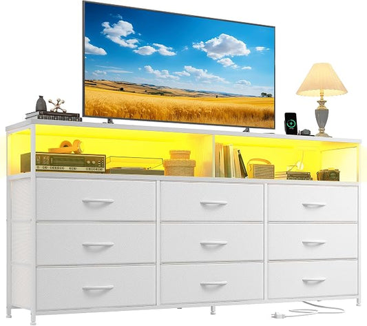 55" W White Dresser for Bedroom by Romorgniz