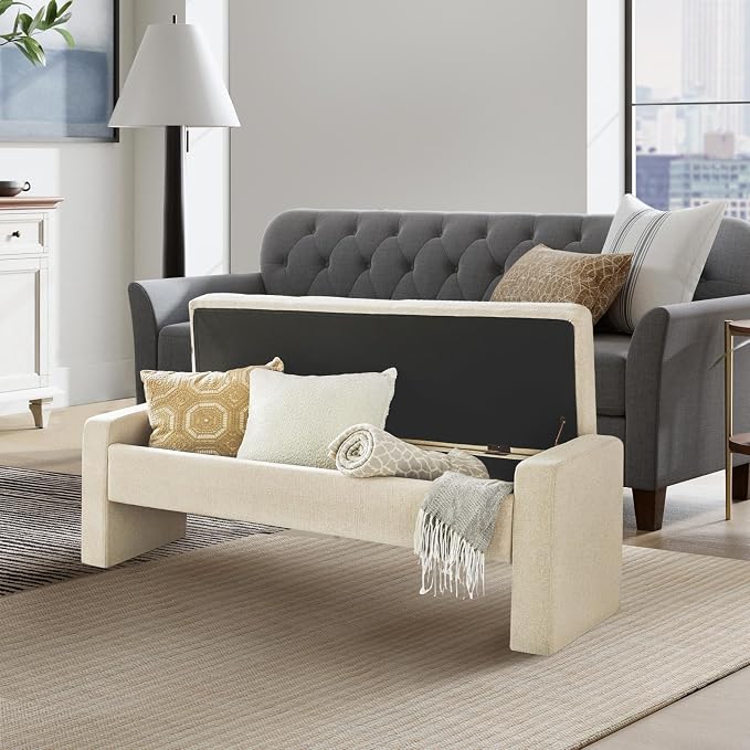 55" Modern Upholstered Storage Bench - Image 7