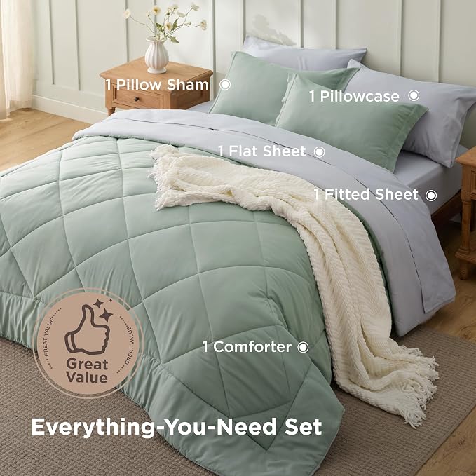 Bedsure Sage Green Twin Comforter Sets - Image 3