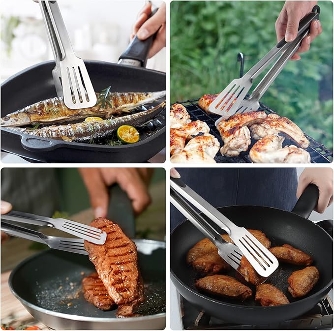 Metal Tongs for Cooking, Cooking and Flipping, Strong Grip for Ribs, Steak and - Image 4