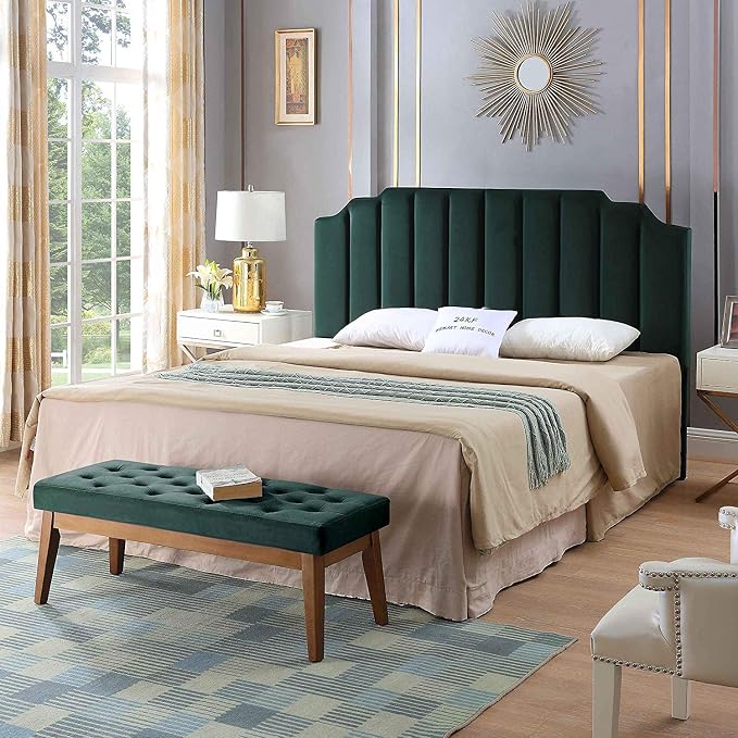 24KF Velvet Upholstered Buttons Tufted Entryway Bench - Image 9