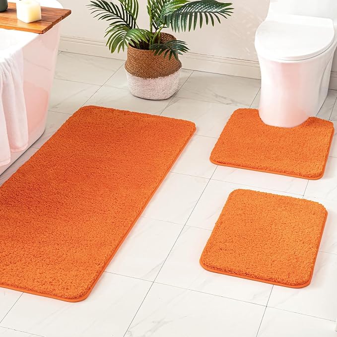 MIULEE Orange Bathroom Rugs Non Slip Bath Mat 24'' x 48'' Shaggy Soft Bath Rug - Image 7
