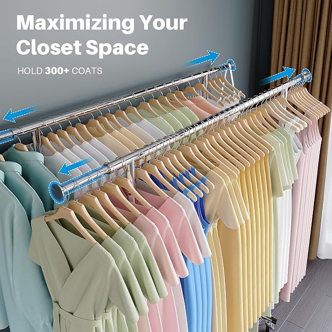 HOKEEPER Clothes Rack Heavy Duty Clothing Rack Load 650 LBS Collapsible Garment - Image 2