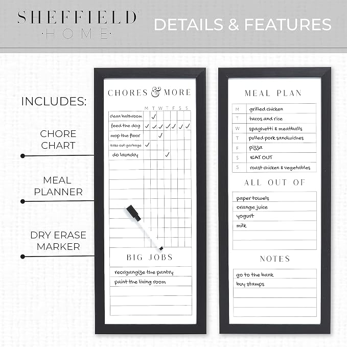 Sheffield Home Set of Two Family Planner Dry Erase Boards Featuring, Chore Chart - Field & Grace