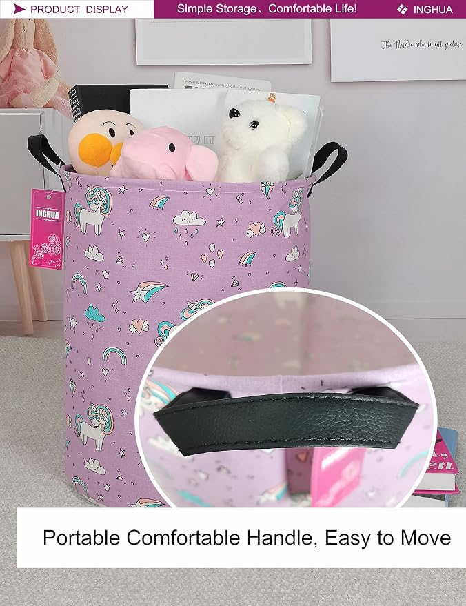 Laundry Hamper Large Canvas Fabric Lightweight Storage Basket/Toy - Image 4