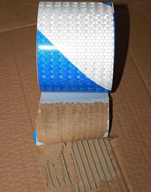 Reflective Tape Blue and White 4 inch X 66 feet, Outdoor Waterproof Hazard - Image 2