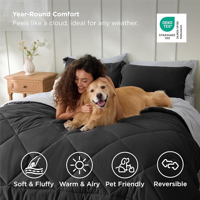 Bedsure Charcoal Grey King Comforter Set - Image 3