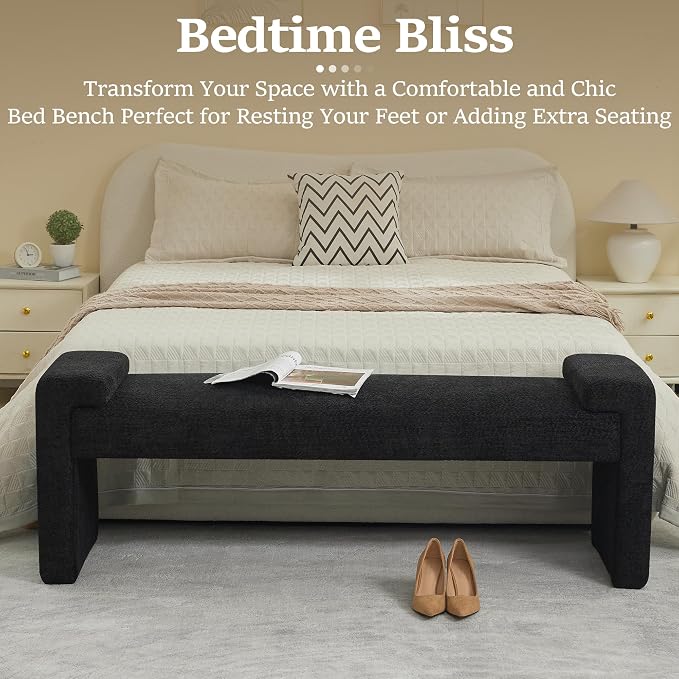 58.7" End of Bed Upholstered Bench Modern Bedroom Bench - Image 8