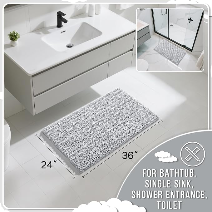 Yimobra Large Bathroom Rugs Non Slip Washable 36x24 Inch - Field & Grace