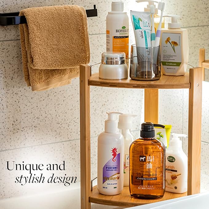 GOBAM Bamboo Shower Corner Caddy, Large - Image 6