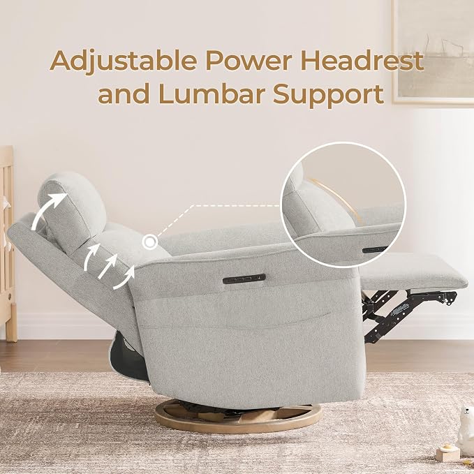 CHITA Power Recliner Chair, Electric Triple-Motor Swivel Glider Nursery Rocking - Image 6