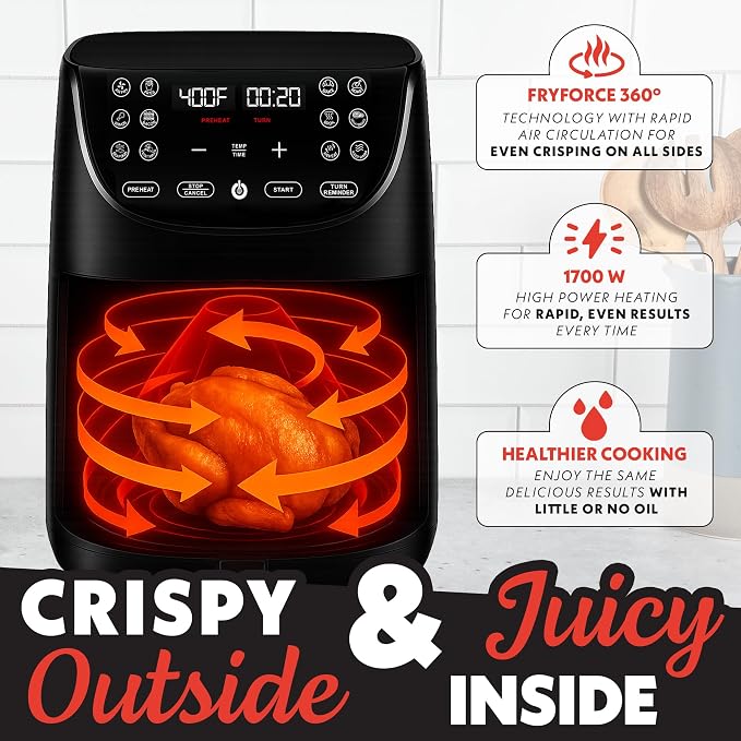 Gourmia Air Fryer - 7 Qt Large Capacity - Image 4
