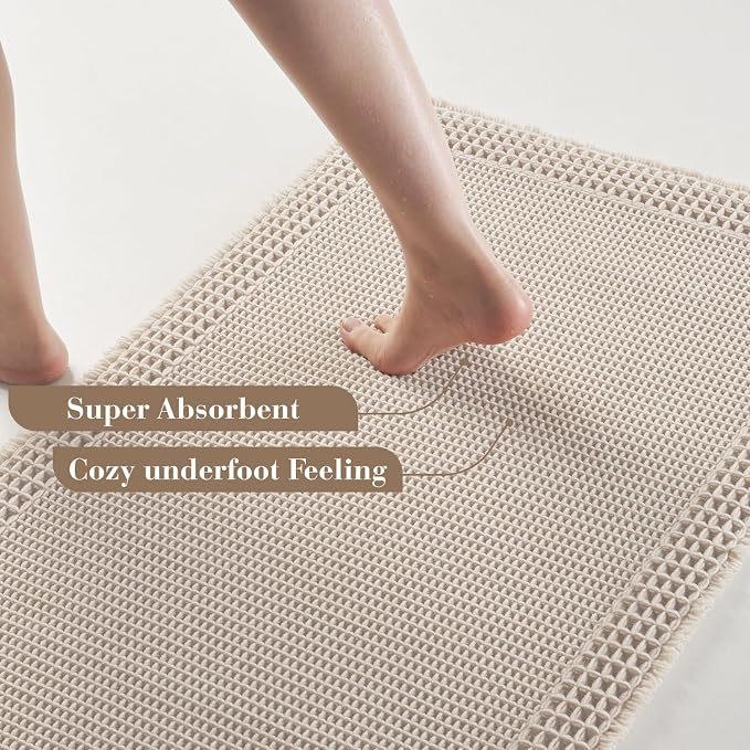 RESARE Waffle Bath Mat, Super Absorbent Non Slip, Machine Washable, Ultra Soft - Image 3