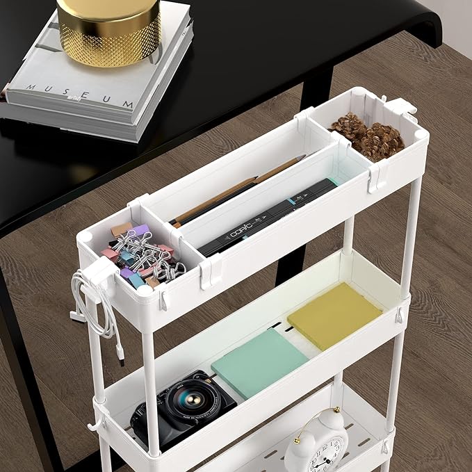 SPACELEAD Slim Storage Cart 4 Tier, Bathroom Organizer Rolling Utility - Image 4