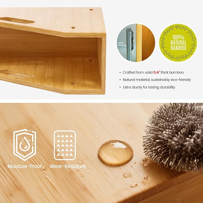 Slim Bamboo Storage Bin with Handles – Heavy-Duty Organizer - Image 9