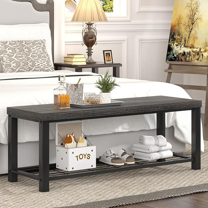 FOLUBAN Shoe Storage Bench, Modern Entryway Bench - Image 3