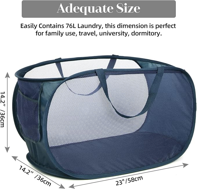 Durable Collapsible Laundry Baskets, Mesh Pop Up Laundry Hamper - Field & Grace