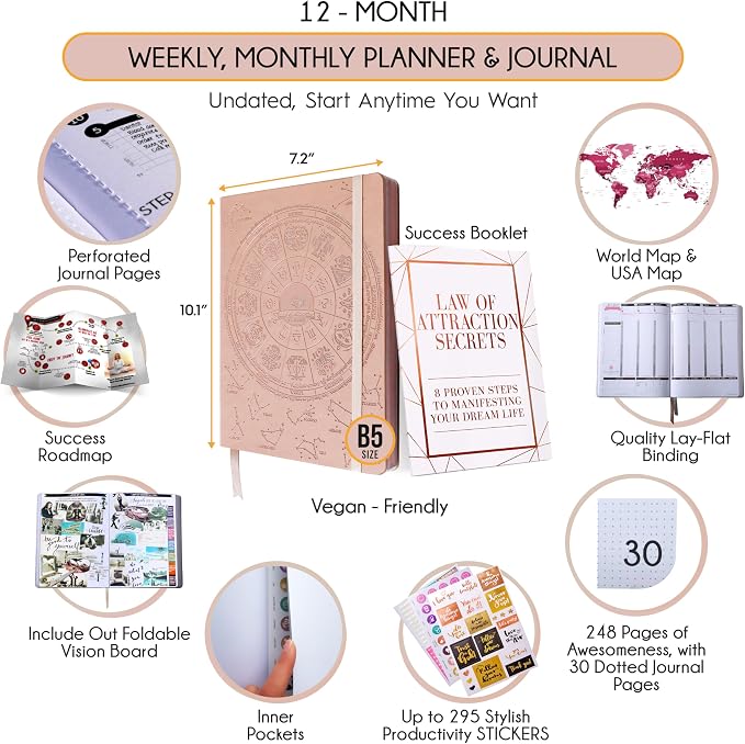 Law of Attraction Planner – Undated Hourly, Weekly & Monthly Goal Setting - Image 2