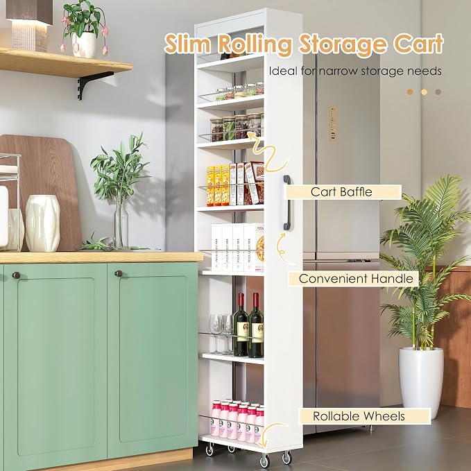 Slim Rolling Storage Cart with Wheels, 7 Tier Mobile Shelving Unit Organizer - Image 3