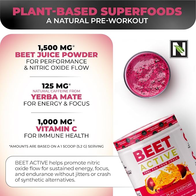 Nutrology Beet Active, Natural Pre-Workout Powder, Supports Energy, Endurance & - Image 5