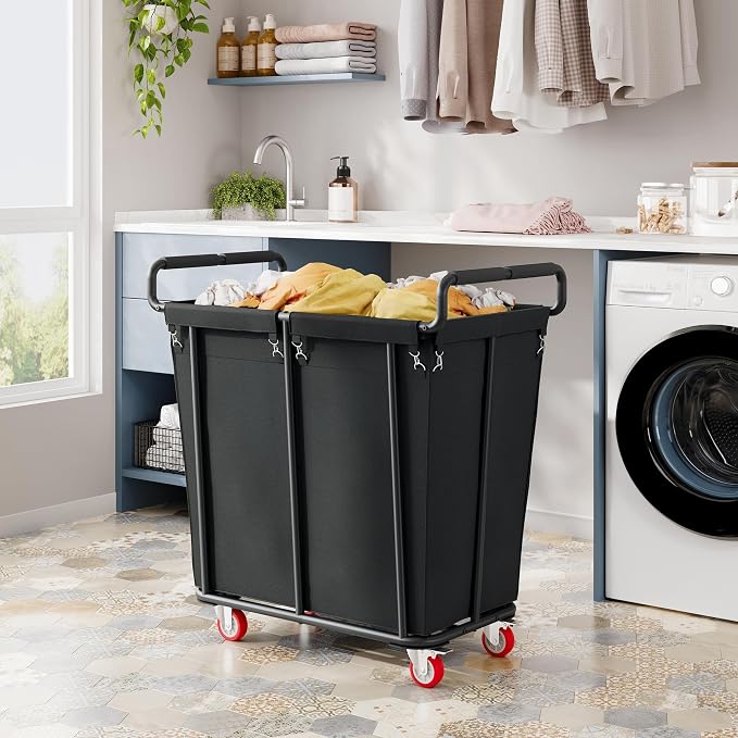 Large Laundry Hamper with Wheels, 360L Rolling Big Laundry Basket - Field & Grace