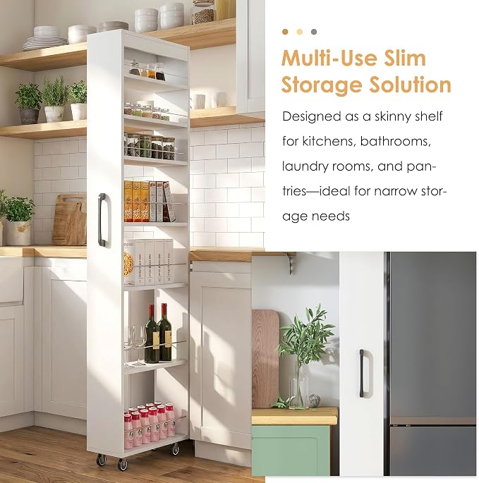 Slim Rolling Storage Cart with Wheels, 7 Tier Mobile Shelving Unit Organizer - Image 4