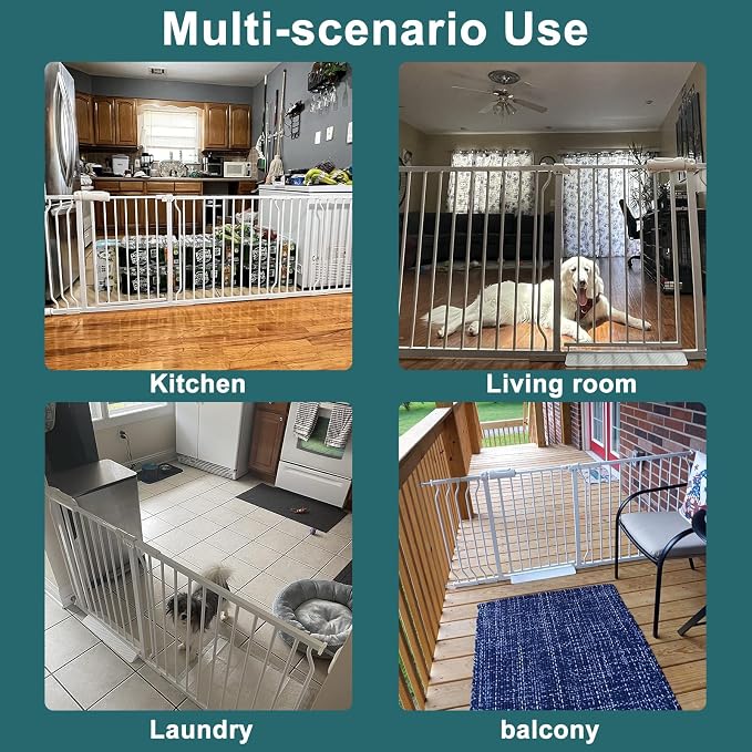 ALLAIBB Extra Wide Pressure Mounted Baby Gate Walk Through Child Kids Safety - Image 6