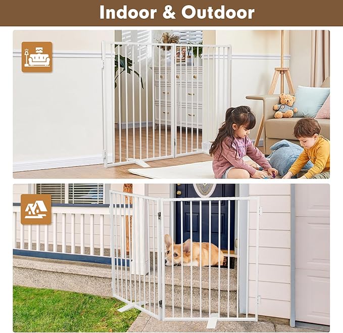 Metal Freestanding Dog Gates, Extra Wide 24", Heavy Duty Freestanding Pet - Image 5