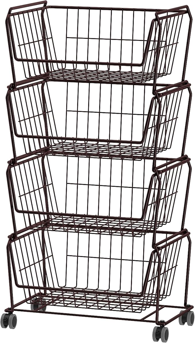 PUSDON Stackable Metal Storage Carts, Dual Use Shelf by PUSDON