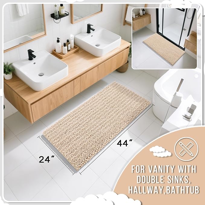 Yimobra Long Bathroom Rugs Non Slip Washable 44x24 Inch - Field & Grace