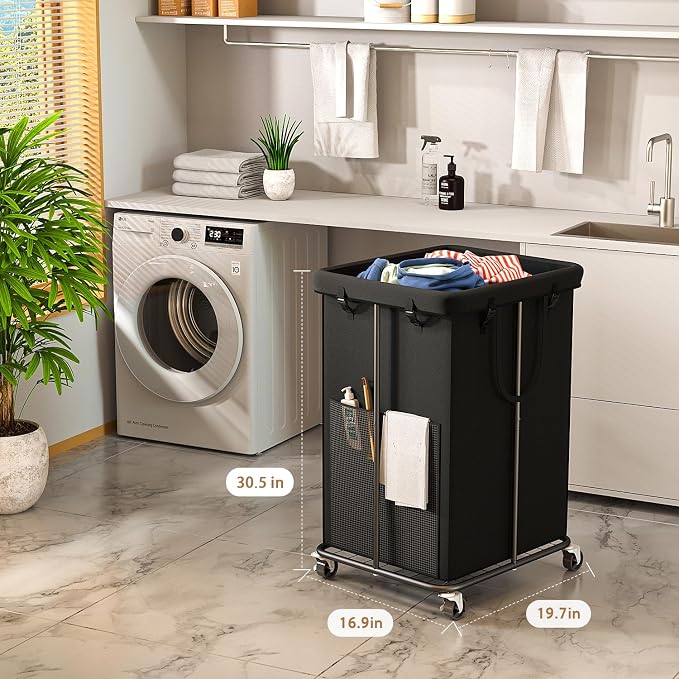 150L Large Laundry Basket with Wheels, Rolling Laundry Hamper with Removable - Image 2