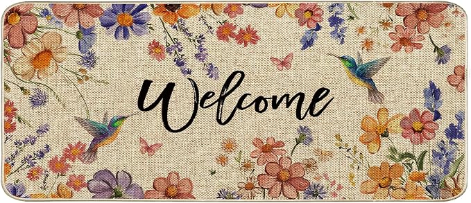 Wildflower Welcome Doormat 17"x36", Flower Spring Door Mat Indoor Entrance by Unknown