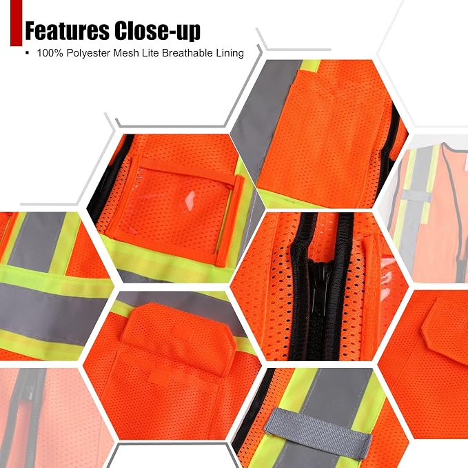 Reflective Safety Vest for Men Women Hi Vis Vest - Image 3