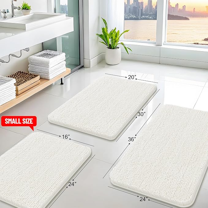 Arotive Bathroom Rugs 30x20, Extra Soft Absorbent Shaggy Chenille Bath Rugs - Image 2