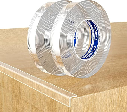 Clear Soft Corner Protectors for Furniture Strip, 0.8in x13FT, 2 RollSharp Edge by ZOMPAGOTape