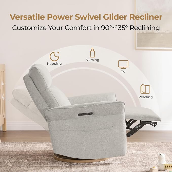 CHITA Power Recliner Chair, Electric Triple-Motor Swivel Glider Nursery Rocking - Image 4
