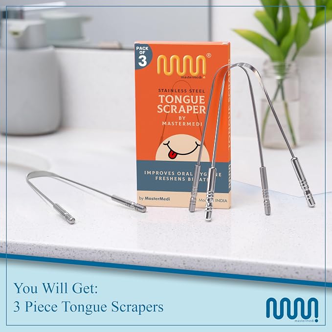 MasterMedi Tongue Scraper for Adults, 100% Stainless Steel Tongue Scrubber for - Image 5