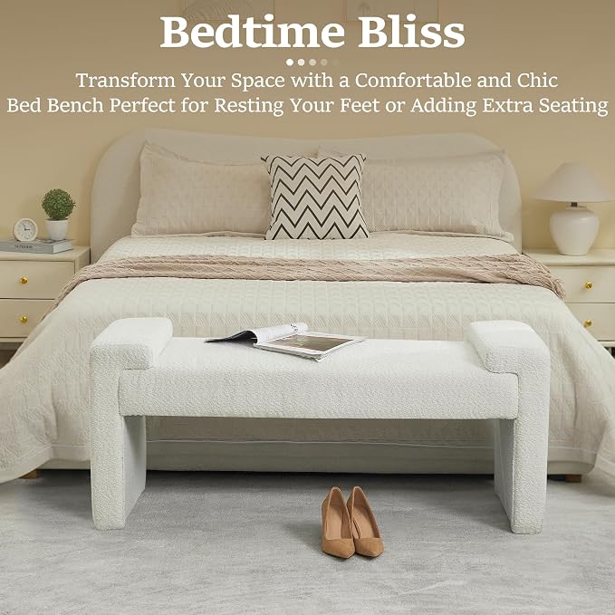 43" End of Bed Bench Upholstered Modern Bedroom Bench - Image 8