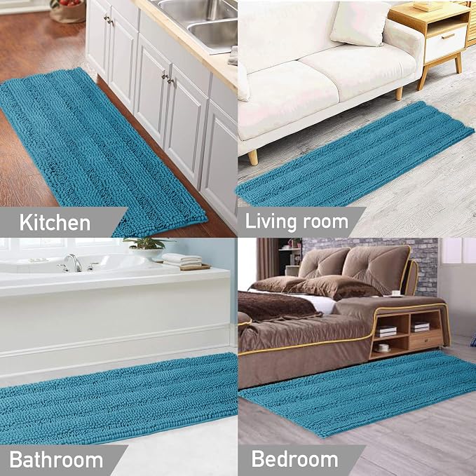 Turquoize Non-Slip Bath Mat Oversize Bathroom Rug Shag Shower Mat Ultra Soft & - Image 6